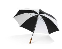 Velký deštník s kovovou tyčí a dřevěnou rukojetí 