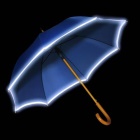 Automatický deštník se zahnutou dřevěnou rukojetí a reflexním okrajem 